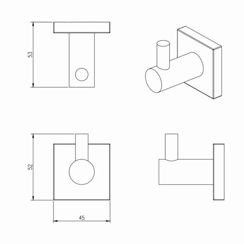 Miller Atlanta Single Robe Hook Black - 8822B 2 Miller Atlanta Single Robe Hook Black - 8822B - Image 2