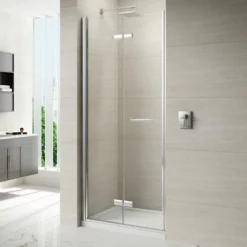 Merlyn 8 Series Frameless Hinged Bifold Shower Door With Tray 760mm - M87111B 12 Merlyn 8 Series Frameless Hinged Bifold Shower Door With Tray 760mm - M87111B -IDEAL STANDARD Shop 8 s 8seriesframelesshingedbifoldclosedinrecess 3