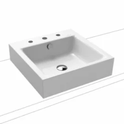 Kaldewei Puro 460x460mm Countertop Basin 1TH With Sound Insulation & Easy Clean - Alpine White - 900606033001