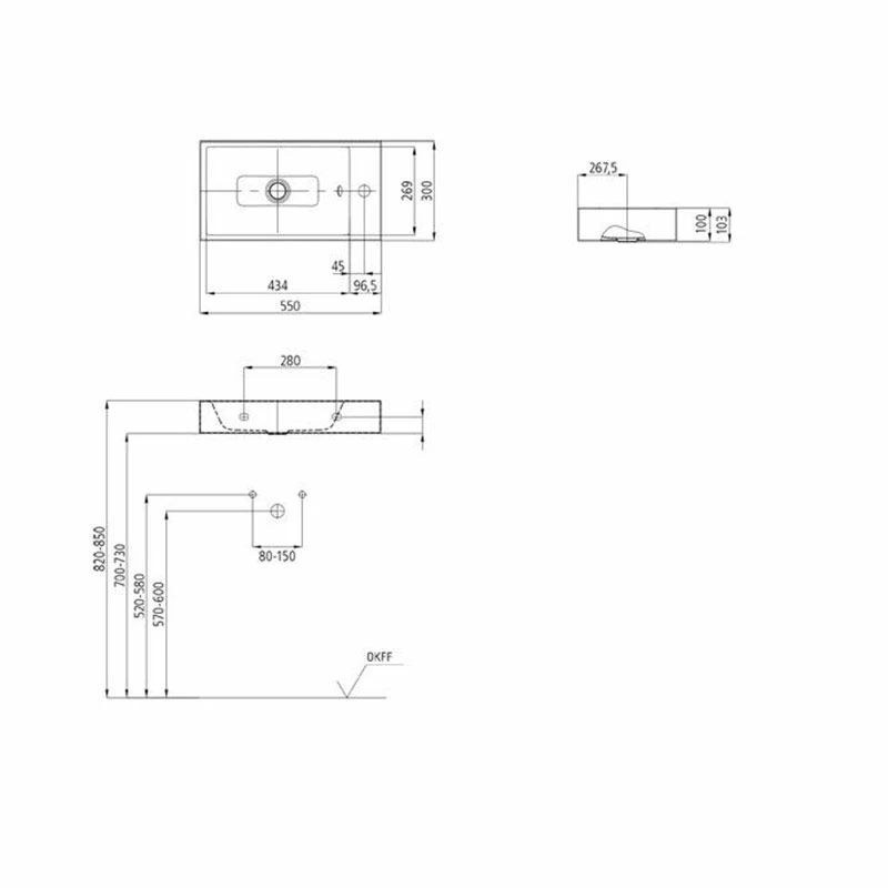 Kaldewei Puro Wall Hung Basin Easy Clean & Sound Insulation - 1 TH - Alpine White - 901206393001 2 Kaldewei Puro Wall Hung Basin Easy Clean & Sound Insulation - 1 TH - Alpine White - 901206393001 - Image 2