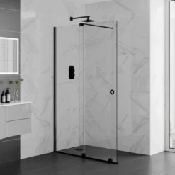 Aquadart Rolla 8 Sliding Wetroom Panel 1100mm Matt Black - AQ8941-BLK