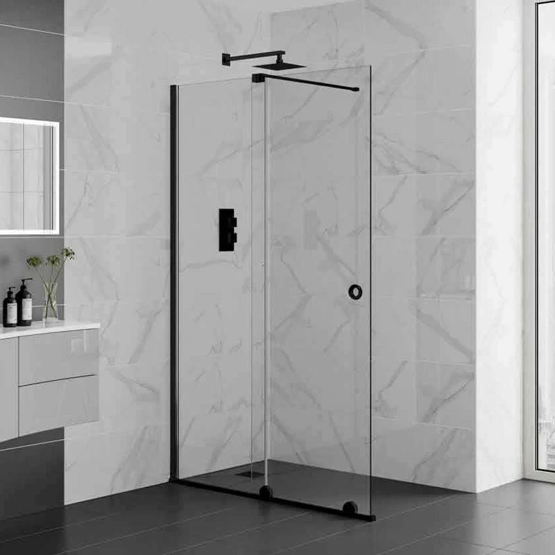 Aquadart Rolla 8 Sliding Wetroom Panel 1200mm Matt Black - AQ8942-BLK 1 Aquadart Rolla 8 Sliding Wetroom Panel 1200mm Matt Black - AQ8942-BLK