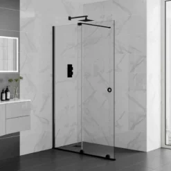 Aquadart Rolla 8 Sliding Wetroom Panel 1500mm Matt Black - AQ8944-BLK