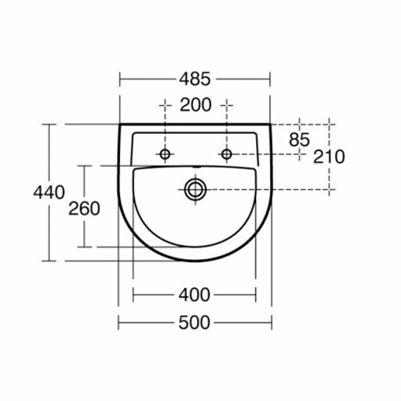 Armitage Shanks Sandringham 21 50cm Washbasin With 2 Tap Holes - E894601 2 Armitage Shanks Sandringham 21 50cm Washbasin With 2 Tap Holes - E894601 - Image 2