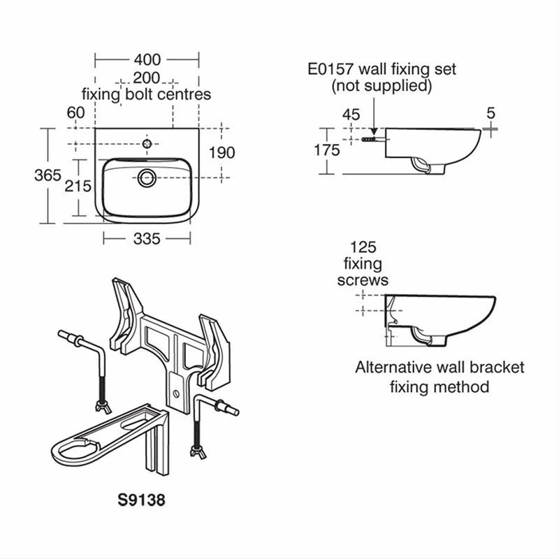 Armitage Shanks Portman 21 40cm Washbasin With 1 Tap Hole And Overflow - S215701 2 Armitage Shanks Portman 21 40cm Washbasin With 1 Tap Hole And Overflow - S215701 - Image 2