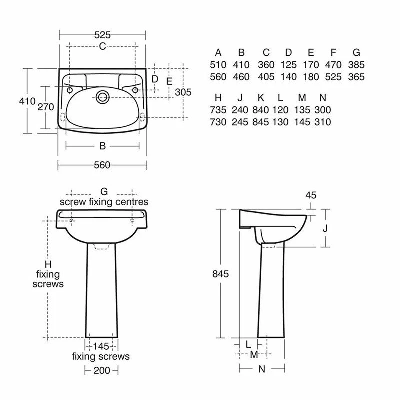 Armitage Shanks Sandringham Royalex 51cm Washbasin With 2 Tap Holes - S218001 2 Armitage Shanks Sandringham Royalex 51cm Washbasin With 2 Tap Holes - S218001 - Image 2