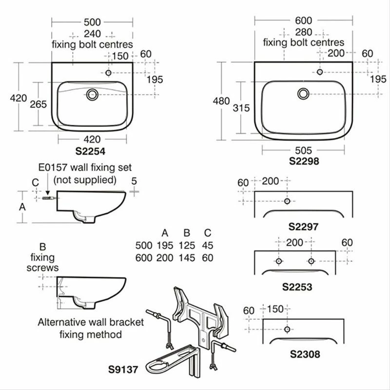 Armitage Shanks Portman 21 50cm Washbasin With 1 Right Hand Tap Hole - S225401 2 Armitage Shanks Portman 21 50cm Washbasin With 1 Right Hand Tap Hole - S225401 - Image 2