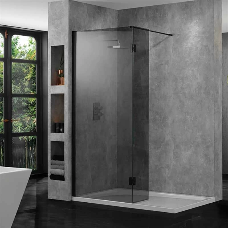 Aquadart 10mm 600 Wetroom Panel Smoked Glass - AQ8409-SM 1 Aquadart 10mm 600 Wetroom Panel Smoked Glass - AQ8409-SM