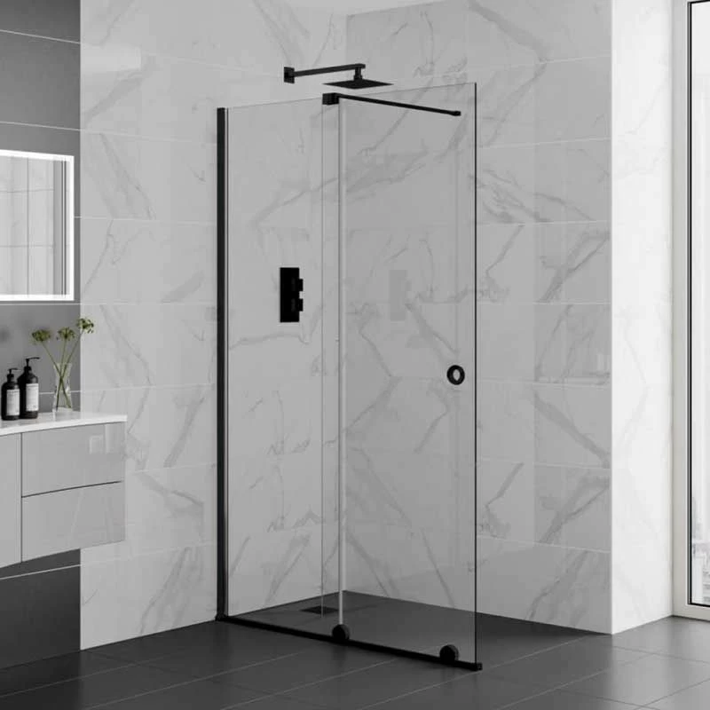 Aquadart Rolla 8 Sliding Wetroom Panel 1700mm Matt Black - AQ8946-BLK 1 Aquadart Rolla 8 Sliding Wetroom Panel 1700mm Matt Black - AQ8946-BLK