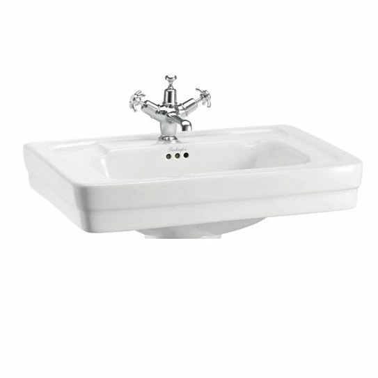 Burlington Contemporary 58cm One Tap Hole Square Basin - White - B11TH 1 Burlington Contemporary 58cm One Tap Hole Square Basin - White - B11TH