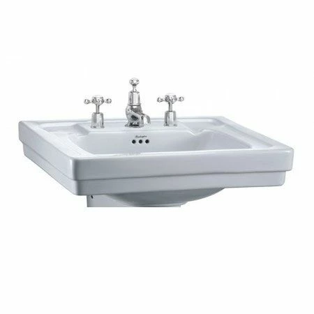 Burlington Contemporary 58cm Three Taphole Basin - White - B13TH 1 Burlington Contemporary 58cm Three Taphole Basin - White - B13TH