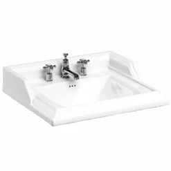 Burlington Classic 65cm Three Tap Hole Square Basin - White - B153TH