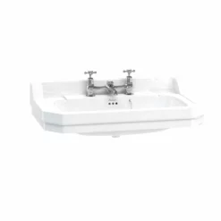 Burlington Edwardian 80cm Two Tap Hole Square Basin - White - B182TH