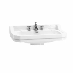 Burlington Edwardian 80cm Three Tap Hole Square Basin - White - B183TH