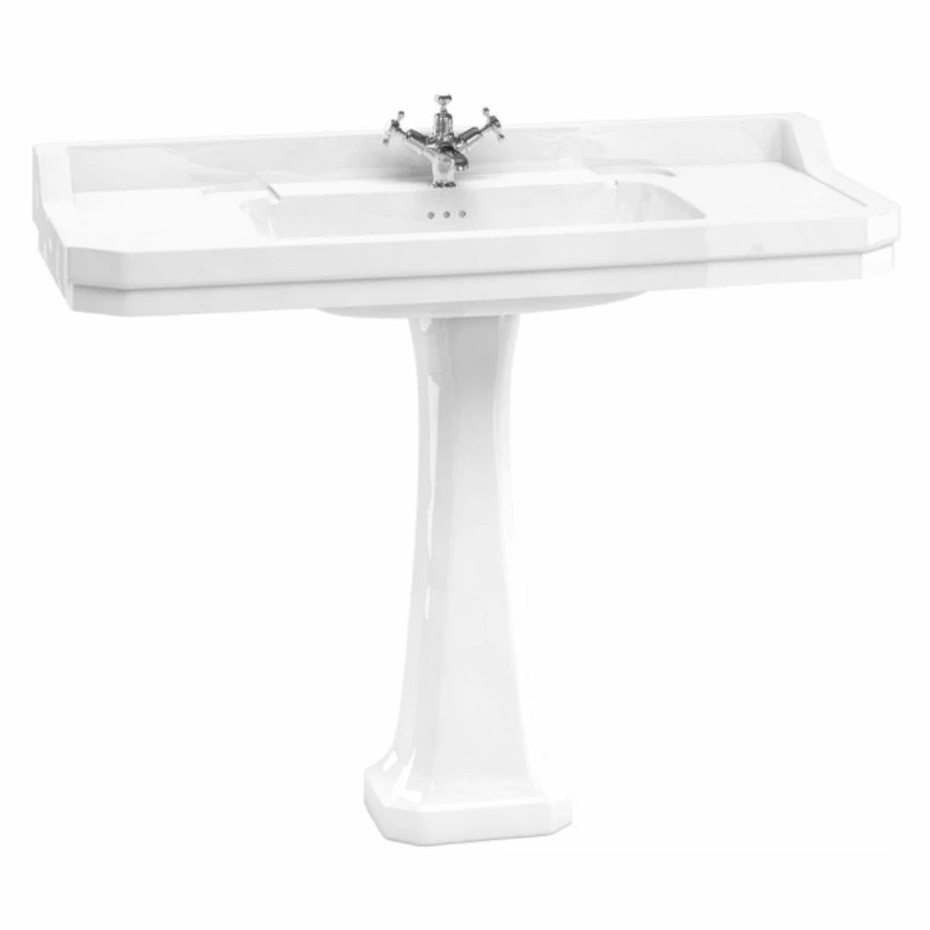 Burlington Edwardian 120cm One Tap Hole Square Basin - White - B191TH 1 Burlington Edwardian 120cm One Tap Hole Square Basin - White - B191TH
