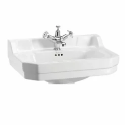 Burlington Edwardian 56cm One Tap Hole Square Basin - White - B41TH