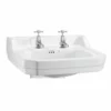 Burlington Edwardian 56cm Two Tap Hole Rectangular Basin - White - B42TH