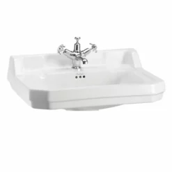 Burlington Edwardian 61cm Three Tap Hole Square Basin - White - B53TH