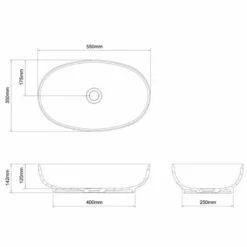 Clearwater Puro Countertop Basin 550mm - White - B13ECS 5 Clearwater Puro Countertop Basin 550mm - White - B13ECS -IDEAL STANDARD Shop b 1 b13ecs dimensions