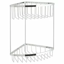Vado Basket Large Double Triangular Corner With Integral Hook Wall Mounted - Chrome - BAS-2004-C/P