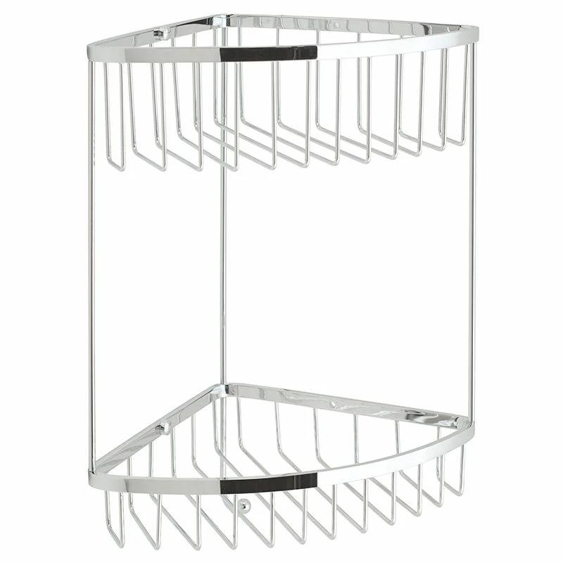 Vado Basket Large Double Triangular Corner With Integral Hook Wall Mounted - Chrome - BAS-2004-C/P 1 Vado Basket Large Double Triangular Corner With Integral Hook Wall Mounted - Chrome - BAS-2004-C/P