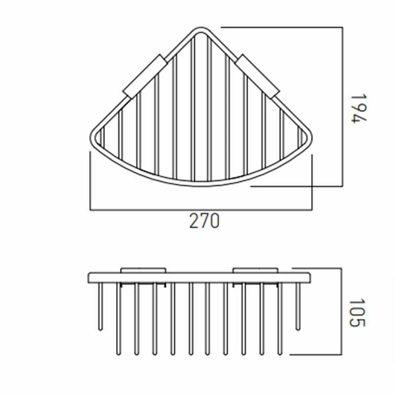 Vado Basket Large Triangular Corner Wall Mounted - Chrome - BAS-2012-C/P 2 Vado Basket Large Triangular Corner Wall Mounted - Chrome - BAS-2012-C/P - Image 2