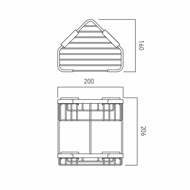 Vado Basket Large Double Triangular Corner Wall Mounted - Chrome - BAS-2013-C/P 2 Vado Basket Large Double Triangular Corner Wall Mounted - Chrome - BAS-2013-C/P - Image 2