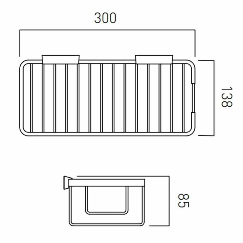 Vado Basket Large Rectangular Wall Mounted - Chrome - BAS-2016L-C/P 2 Vado Basket Large Rectangular Wall Mounted - Chrome - BAS-2016L-C/P - Image 2