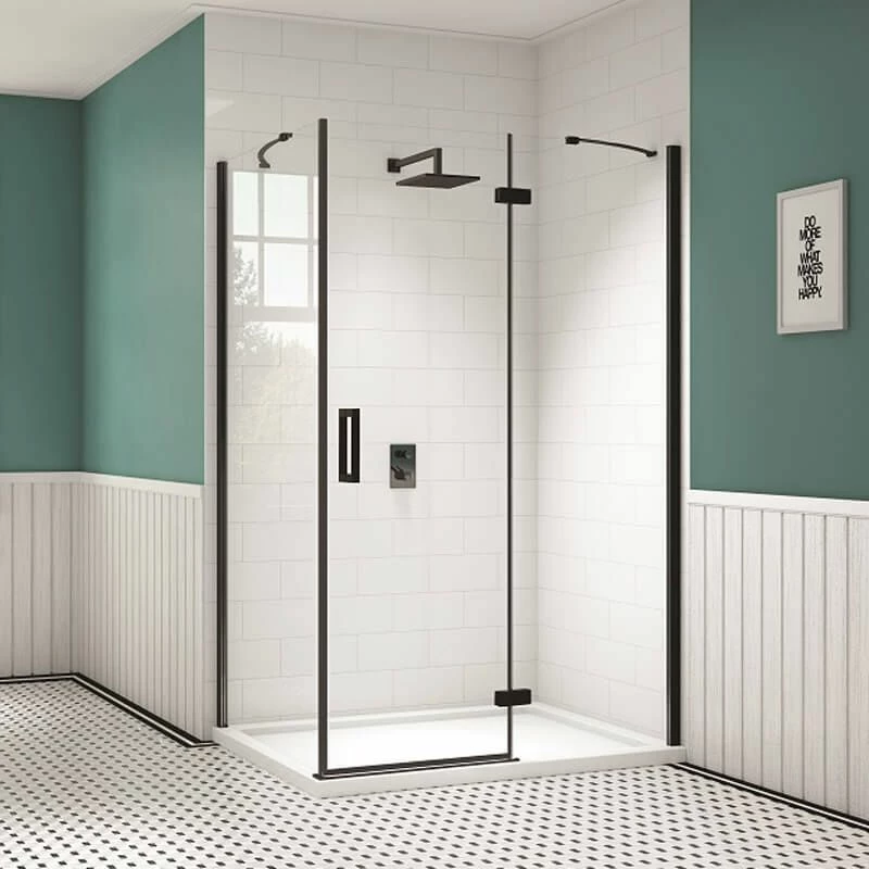 Merlyn Black Hinge And Inline Shower Door 1000mm - BLKH1000REC 1 Merlyn Black Hinge And Inline Shower Door 1000mm - BLKH1000REC