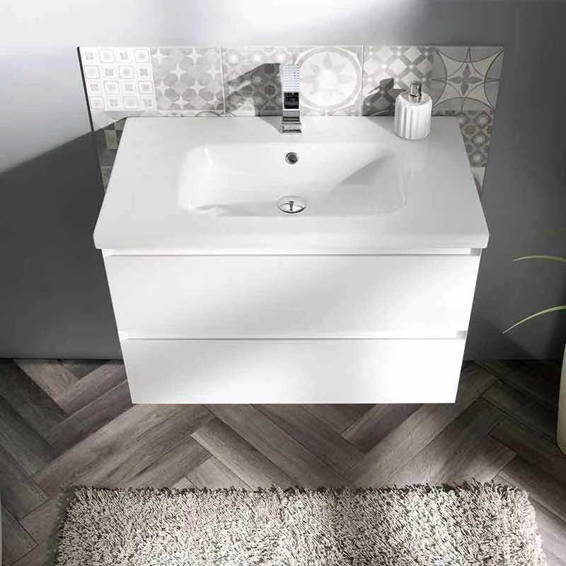 Calypso Brenta 800 Wall Hung Vanity Unit - Pearly White - 4730 2 Calypso Brenta 800 Wall Hung Vanity Unit - Pearly White - 4730 - Image 2