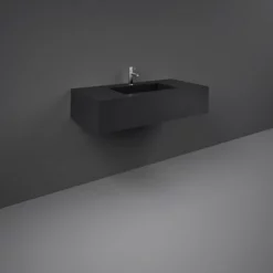 RAK Ceramics Precious 1000mm Wall Mounted Counter Wash Basin With 1th In Uni Dark Black - PRECT10347105A