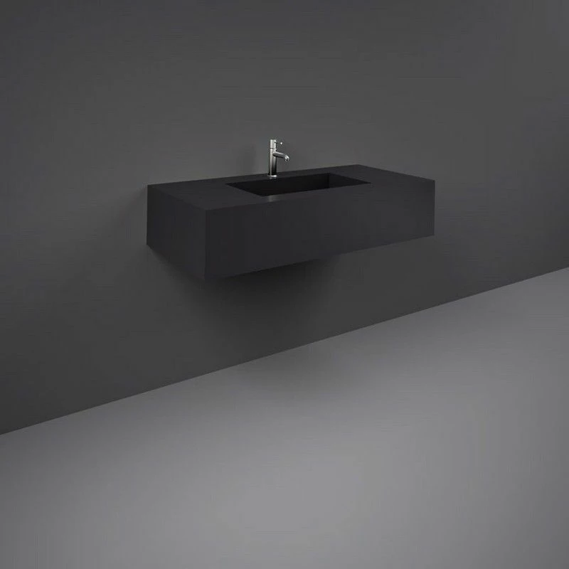 RAK Ceramics Precious 1000mm Wall Mounted Counter Wash Basin With 1th In Uni Dark Black - PRECT10347105A 1 RAK Ceramics Precious 1000mm Wall Mounted Counter Wash Basin With 1th In Uni Dark Black - PRECT10347105A