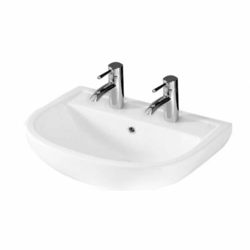 RAK Ceramics Compact 55cm Basin 2 Tap Holes - CO2101NCHAWHA 1 RAK Ceramics Compact 55cm Basin 2 Tap Holes - CO2101NCHAWHA