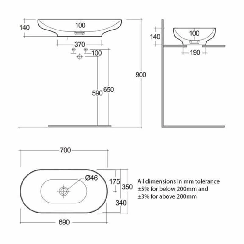 RAK Cermics Des Countertop Basin Without Overflow - Alpine White - DESCT7000AWHA 3 RAK Cermics Des Countertop Basin Without Overflow - Alpine White - DESCT7000AWHA - Image 3