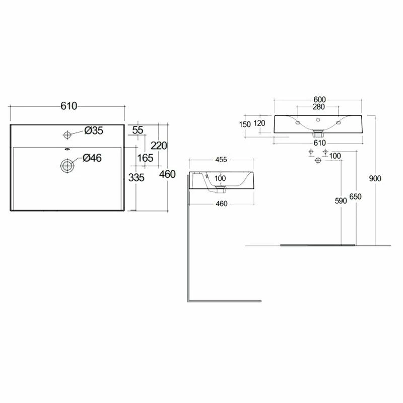 RAK Ceramics Des 610mm Countertop Basin 1 Tap Hole - Alpine White - DESWB06101AWHA 3 RAK Ceramics Des 610mm Countertop Basin 1 Tap Hole - Alpine White - DESWB06101AWHA - Image 3