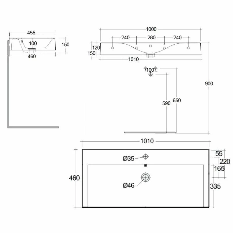 RAK Ceramics Des 1010mm Wall-Hung Basin No Tap Hole - Alpine White - DESWB10100AWHA 3 RAK Ceramics Des 1010mm Wall-Hung Basin No Tap Hole - Alpine White - DESWB10100AWHA - Image 3