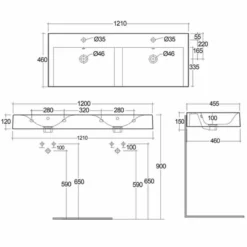 RAK Ceramics Des 1210mm Wall-Hung Double Basin 2 Tap Hole - Alpine White - DESWB12101AWHA 5 RAK Ceramics Des 1210mm Wall-Hung Double Basin 2 Tap Hole - Alpine White - DESWB12101AWHA -IDEAL STANDARD Shop d e deswb12101awha 2