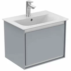 Ideal Standard Connect Air 500mm Wall Hung Vanity Unit 1 Drawer - Gloss Light Grey & Matt White - E0817EQ