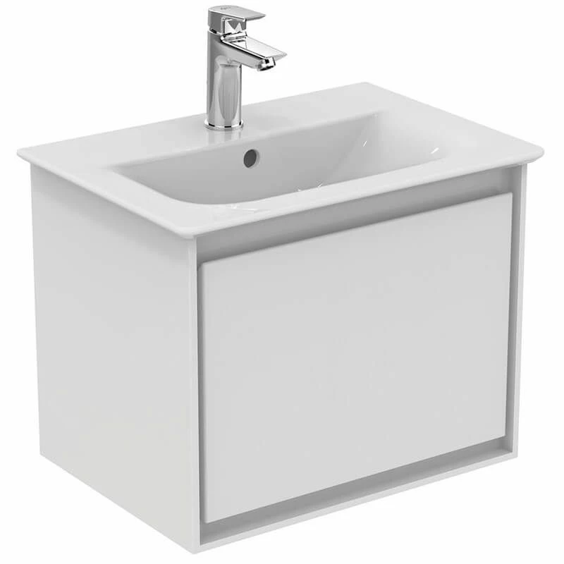 Ideal Standard Connect Air 500m Wall Hung Vanity Unit 1 Drawer - Gloss White & Matt Grey - E0817KN 1 Ideal Standard Connect Air 500m Wall Hung Vanity Unit 1 Drawer - Gloss White & Matt Grey - E0817KN