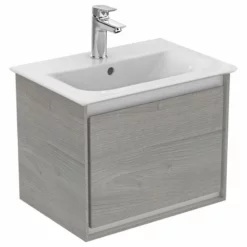 Ideal Standard Connect Air 500mm Wall Hung Vanity Unit 1 Drawer - Wood Light Grey & Matt White - E0817PS