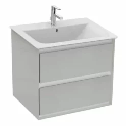 Ideal Standard Connect Air 600mm Wall Hung Vanity Unit 2 Drawers - Gloss Grey & Matt White - E0818EQ