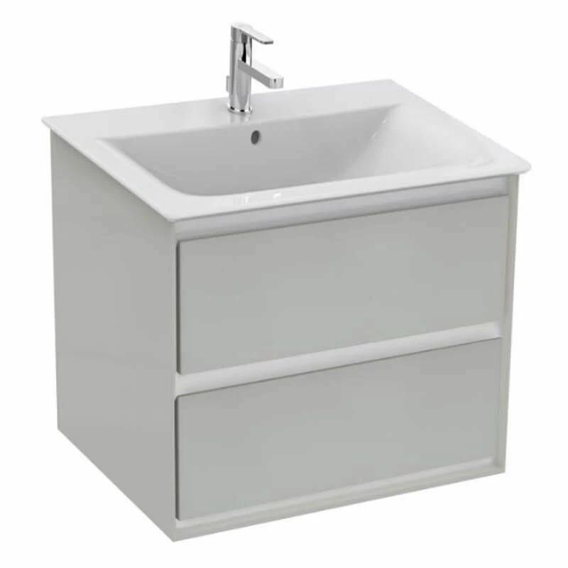Ideal Standard Connect Air 600mm Wall Hung Vanity Unit 2 Drawers - Gloss Grey & Matt White - E0818EQ 1 Ideal Standard Connect Air 600mm Wall Hung Vanity Unit 2 Drawers - Gloss Grey & Matt White - E0818EQ