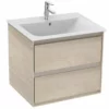 Ideal Standard Connect Air 600mm Wall Hung Vanity Unit 2 Drawers - Wood Light Brown & Matt Light Brown - E0818UK