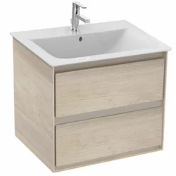 Ideal Standard Connect Air 600mm Wall Hung Vanity Unit 2 Drawers - Wood Light Brown & Matt Light Brown - E0818UK