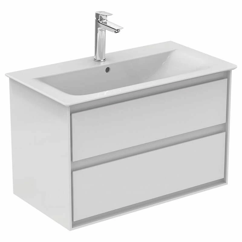 Ideal Standard Connect Air 800mm Wall Hung Vanity Unit 2 Drawers - Gloss White & Matt White - E0819B2 1 Ideal Standard Connect Air 800mm Wall Hung Vanity Unit 2 Drawers - Gloss White & Matt White - E0819B2