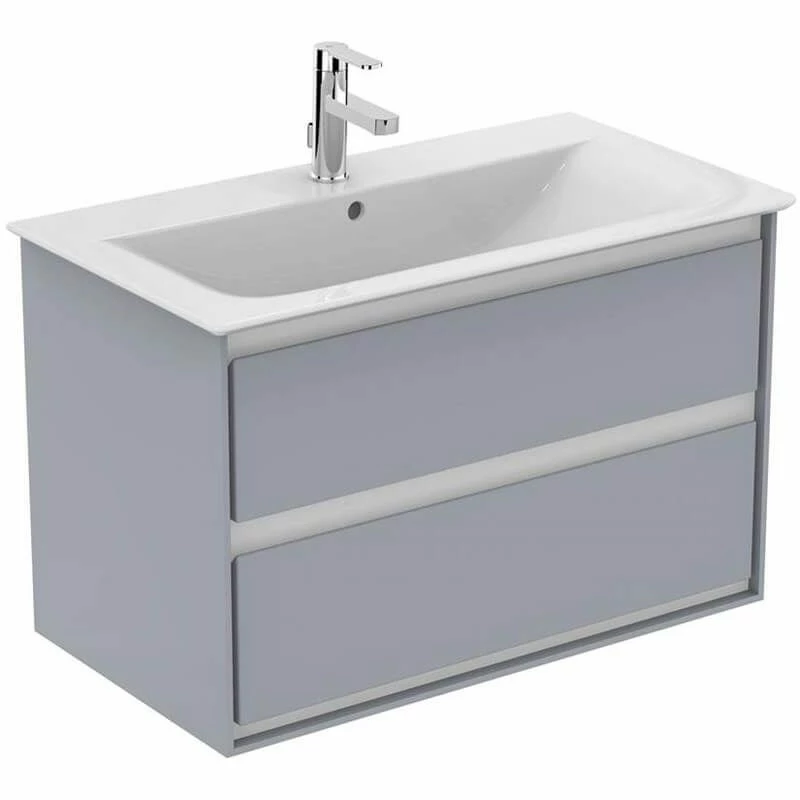 Ideal Standard Connect Air 800mm Wall Hung Vanity Unit 2 Drawers - Gloss Grey & Matt White - E0819EQ 1 Ideal Standard Connect Air 800mm Wall Hung Vanity Unit 2 Drawers - Gloss Grey & Matt White - E0819EQ