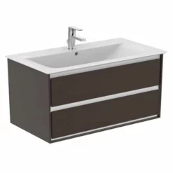 Ideal Standard Connect Air 1000mm Wall Hung Vanity Unit 2 Drawers - Matt Dark Brown & Matt White - E0821VY