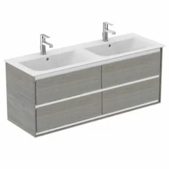 Ideal Standard Connect Air 1200mm Wall Hung Vanity Unit 4 Drawers - Wood Light Grey & Matt White - E0822PS