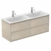 Ideal Standard Connect Air 1200mm Wall Hung Vanity Unit 4 Drawers - Wood Light Brown & Matt Light Brown - E0822UK
