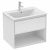 Ideal Standard Connect Air 600mm Wall Hung Vanity Unit 1 Drawer With Open Shelf - Gloss White & Matt White - E0826B2